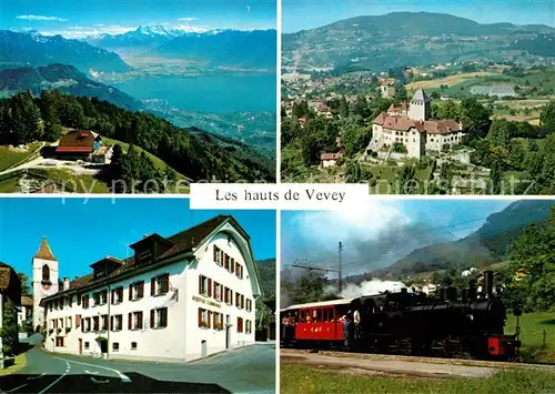 AK / Ansichtskarte Vevey VD Les Pleiades St Legier Auberge Communale Chateau de Blonay Train touristique Blonay Chamby Kat. Vevey