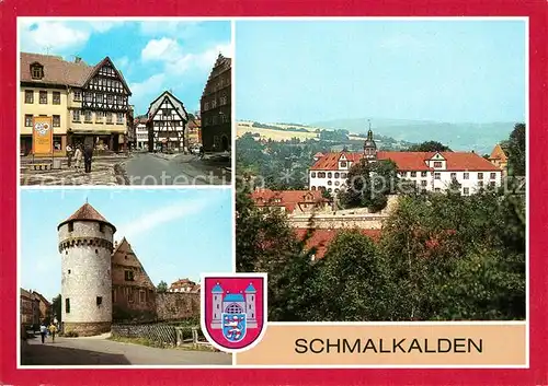 AK / Ansichtskarte Schmalkalden Altmarkt Pulverturm Schloss Wilhelmsburg Wappen Kat. Schmalkalden