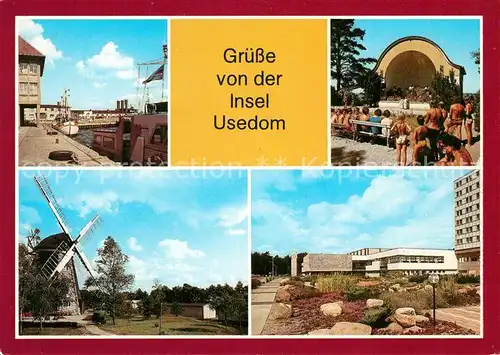 AK / Ansichtskarte Insel Usedom Karlshagen Fischereihafen Zempin Konzertplatz Trassenheide Erholungszentrum Zinnowitz Meerwasserhallenbad