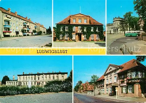 AK / Ansichtskarte Ludwigslust John Brinckmann Strasse Rathaus Schloss Rat des Kreises Bahnhof HO Hotel Mecklenburger Hof Kat. Ludwigslust