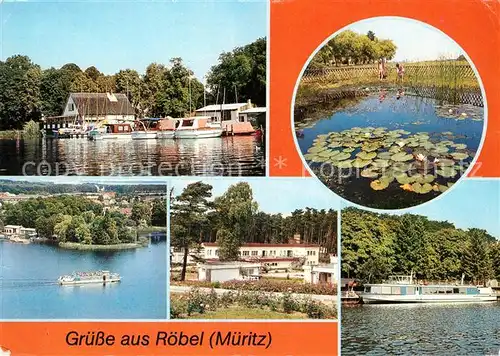 AK / Ansichtskarte Roebel Mueritz Gaststaette Seglerheim Seerosenteich FDGB Urlaubersiedlung MS Priborn Anlegestelle Weisse Flotte Kat. Roebel Mueritz