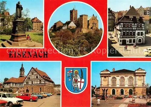 AK / Ansichtskarte Eisenach Thueringen Lutherdenkmal Wartburg Lutherhaus Residenzhaus Landestheater Kat. Eisenach