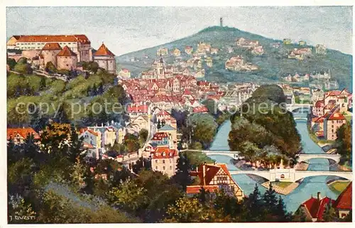 AK / Ansichtskarte Tuebingen Kuenstlerkarte Blick von Westen Kat. Tuebingen