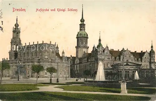 AK / Ansichtskarte Dresden Hofkirche und Koenigliches Schloss Kat. Dresden Elbe