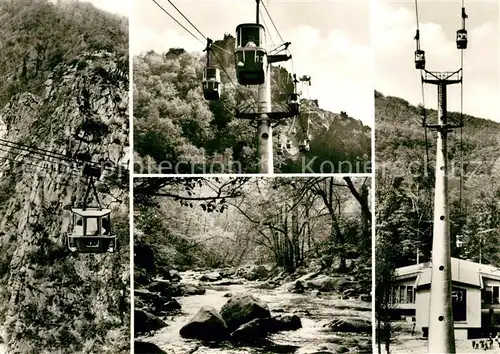 AK / Ansichtskarte Seilbahn Thale Bodetal Hexentanzplatz Rosstreppenfelsen Talstation Kat. Bahnen