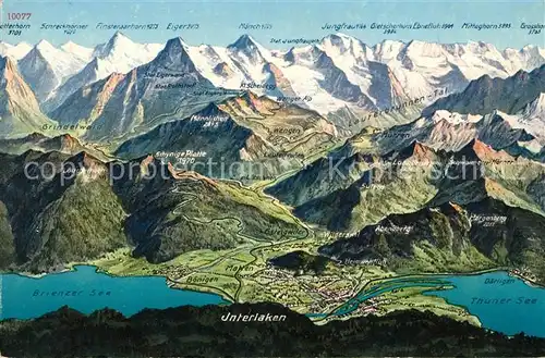 AK / Ansichtskarte Interlaken BE Panoramakarte mit Brienzer und Thuner See Kat. Interlaken