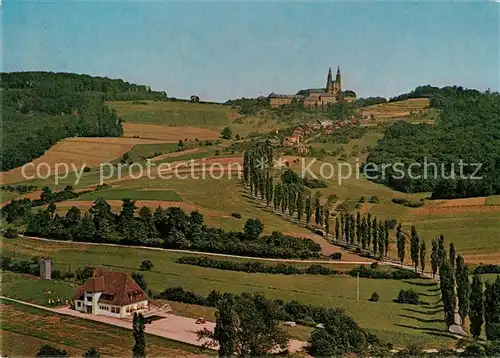 AK / Ansichtskarte Banz Bad Staffelstein Gaestehaus Bruckner mit Schloss Banz Fliegeraufnahme