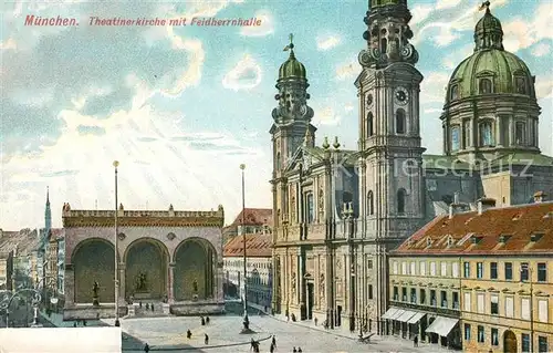 AK / Ansichtskarte Muenchen Theatinerkirche mit Feldherrnhalle Kat. Muenchen