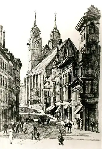 AK / Ansichtskarte Radierung W. Giese Magdeburg Johannisberg von Osten 1912 Kat. Druckereigewerbe
