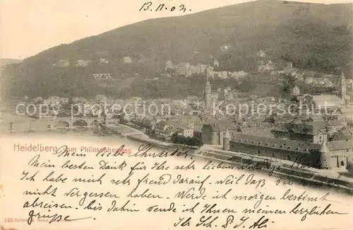 AK / Ansichtskarte Heidelberg Neckar Blick vom Philosophenweg auf Neckarpartie mit alter Bruecke Kat. Heidelberg