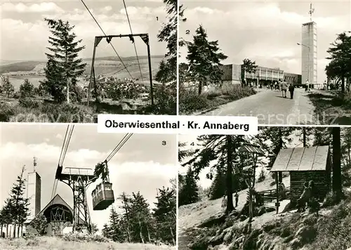 AK / Ansichtskarte Oberwiesenthal Erzgebirge Blick vom Fichtelberg Fichtelberghaus Seilschwebebahn Eckbauerhuette Kat. Oberwiesenthal