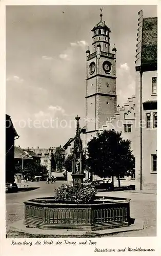 AK / Ansichtskarte Ravensburg Wuerttemberg Blaserturm und Marktbrunnen Kat. Ravensburg