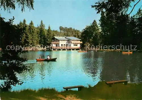 AK / Ansichtskarte Neubau Fichtelberg Rasthaus am Fichtelsee Bootfahren Kat. Fichtelberg