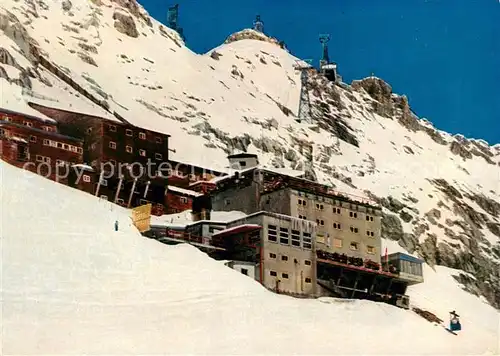 AK / Ansichtskarte Garmisch Partenkirchen Zugspitzbahn Hotel Schneefernerhaus Zugspitzgipfel Hangbahn zum Gletscher Kat. Garmisch Partenkirchen