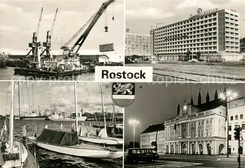 AK / Ansichtskarte Rostock Mecklenburg Vorpommern ueberseehafen Interhotel Warnow Alter Hafen Rathaus Kat. Rostock