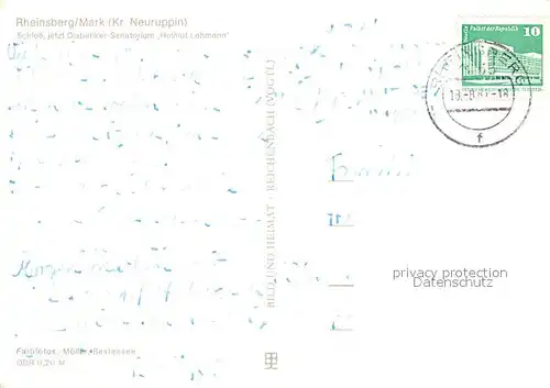 AK / Ansichtskarte Rheinsberg Schloss Sanatorium Helmut Lehmann Kat. Rheinsberg