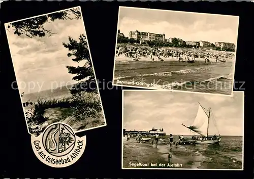 AK / Ansichtskarte Ahlbeck Ostseebad Duenen Bernhard Goering Heim Segelboot Ausfahrt Kat. Heringsdorf Insel Usedom