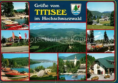 AK / Ansichtskarte Titisee Bootsliegeplatz Kurhaus Strand Panorama Teilansichten Kat. Titisee Neustadt