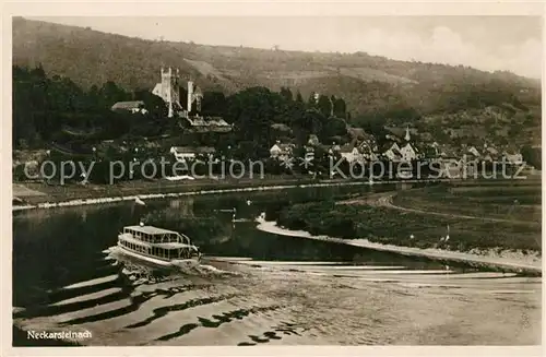 AK / Ansichtskarte Neckarsteinach Blick ueber den Neckar Ausflugsdampfer Kat. Neckarsteinach