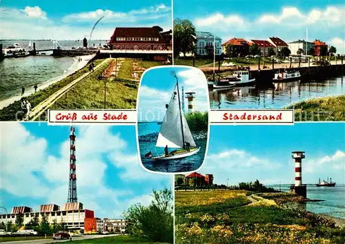 AK / Ansichtskarte Stadersand Strand Hafen Leuchtturm  Kat. Stade