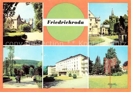 AK / Ansichtskarte Friedrichroda Schloss Reinhardsbrunn Perthes Promenade Puschkinpark FDGB Erholungsheim Walter Ulbricht Wegweiser Kat. Friedrichroda