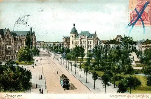 AK / Ansichtskarte Hannover Georgstrasse mit Bankgebaeude Strassenpartie Kat. Hannover