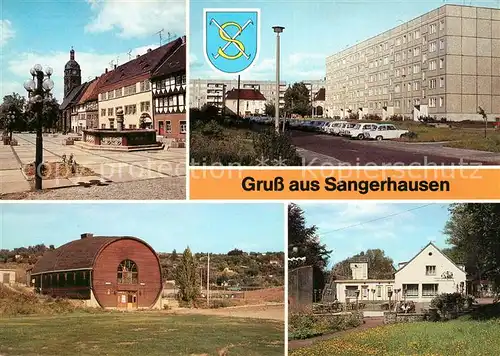 AK / Ansichtskarte Sangerhausen Suedharz Markt Jacobikirche Gonnaufer Fassgaststaette Konsum Gaststaette Walkmuehle Kat. Sangerhausen