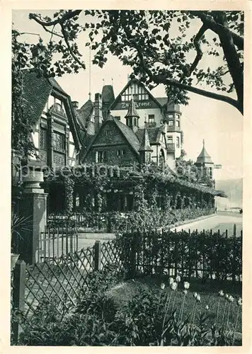 AK / Ansichtskarte Assmannshausen Rhein Krone Historischer Gasthof Kat. Ruedesheim am Rhein