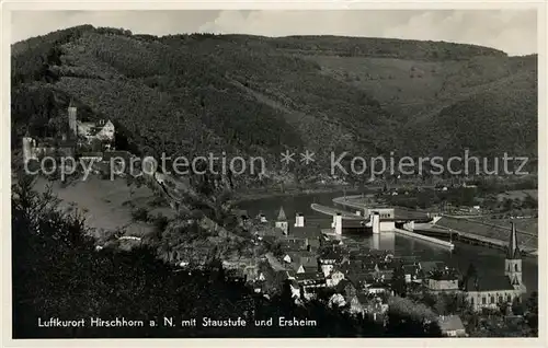 AK / Ansichtskarte Hirschhorn Neckar mit Staustufe und Ersheim Kat. Hirschhorn (Neckar)