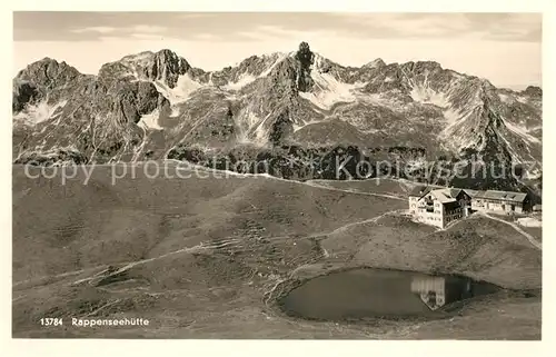 AK / Ansichtskarte Rappenseehuette Heilbronnerweg Bergsee Allgaeuer Alpen Kat. Oberstdorf