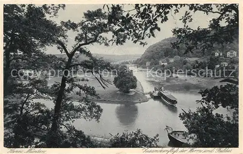 AK / Ansichtskarte Hann. Muenden Zusammenfluss der Werra und Fulda Kat. Hann. Muenden