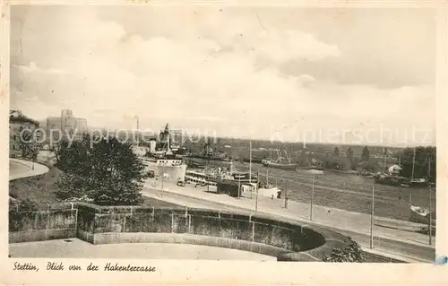 AK / Ansichtskarte Stettin Szczecin Blick von der Hakenterrasse Schiffe