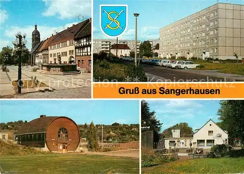 AK / Ansichtskarte Sangerhausen Suedharz Markt Jacobikirche Gonnaufer Fassgaststaette Konsum Gaststaette Walkmuehle Kat. Sangerhausen