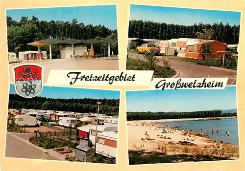 AK / Ansichtskarte Grosswelzheim Freizeitgebiet Campingplatz Badestrand Kat. Karlstein a.Main