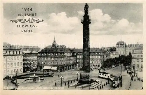 AK / Ansichtskarte Strassenbahn Darmstadt A. H. Platz Ludwigssaeule Kat. Strassenbahn