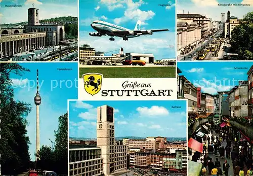 AK / Ansichtskarte Stuttgart Flughafen Rathaus Fernsehturm Hauptbahnhof Kat. Stuttgart