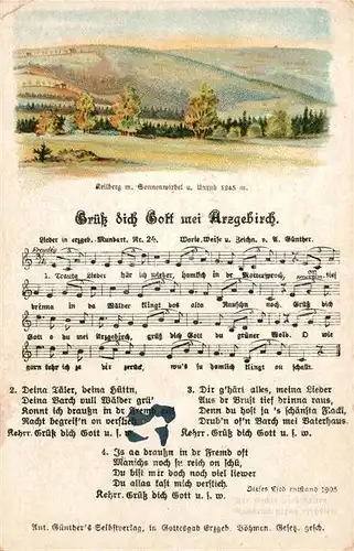 AK / Ansichtskarte Liederkarte Grueuess dich Gott neu Arzgebirch Litho Kat. Musik