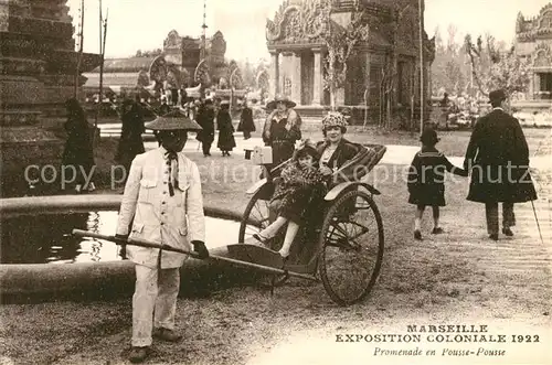 AK / Ansichtskarte Exposition Coloniale Marseille 1922  Promenade en Pousse Pousse  Kat. Marseille