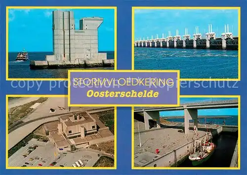 AK / Ansichtskarte Zeeland Niederlande Stormvloedkering Oosterschelde Pijler voor pijlerdam met autoweg Topshuis Bedieningscentrum Roompotsluis Kat. Niederlande