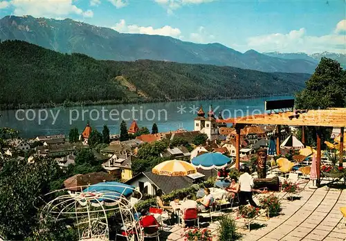 AK / Ansichtskarte Millstatt Millstaettersee Sonnenterrasse Blick ueber den See Alpenpanorama Kat. Millstatt Millstaetter See