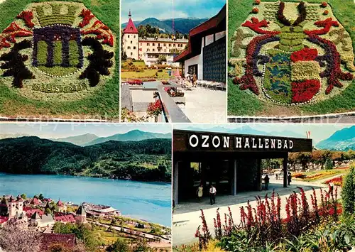 AK / Ansichtskarte Millstatt Millstaettersee Ozon Hallenbad Panorama Wappen Kat. Millstatt Millstaetter See