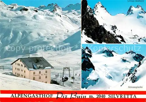 AK / Ansichtskarte Silvretta Alpengasthof Piz Buin Litzner Seehorn Schneeglocke Kat. Silvretta