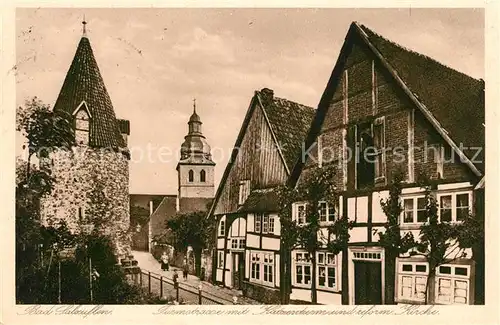 AK / Ansichtskarte Bad Salzuflen Turmstrasse mit Katzenturm und reform Kirche Kat. Bad Salzuflen