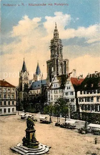 AK / Ansichtskarte Heilbronn Neckar Kilianskirche mit Marktplatz Denkmal Kat. Heilbronn