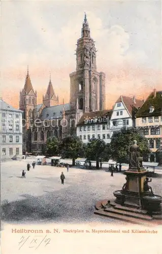 AK / Ansichtskarte Heilbronn Neckar Marktplatz Mayerdenkmal Kilianskirche Kat. Heilbronn