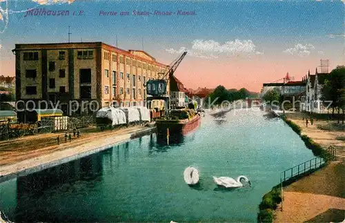 AK / Ansichtskarte Muelhausen Elsass Partie am Rhein Rhone Kanal Kat. Mulhouse