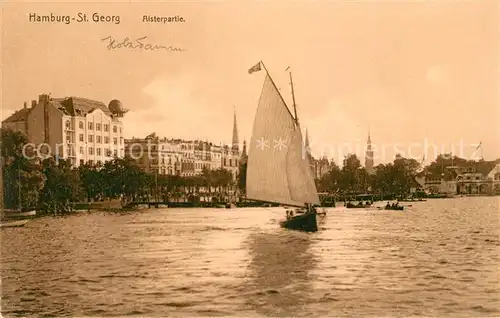 AK / Ansichtskarte St Georg Hamburg Alsterpartie Segelboot Kat. Hamburg