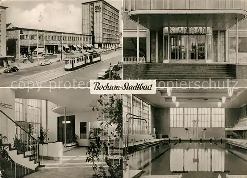 AK / Ansichtskarte Bochum Stadtbad Treppenaufgang Schwimmbad Strassenbahn Kat. Bochum