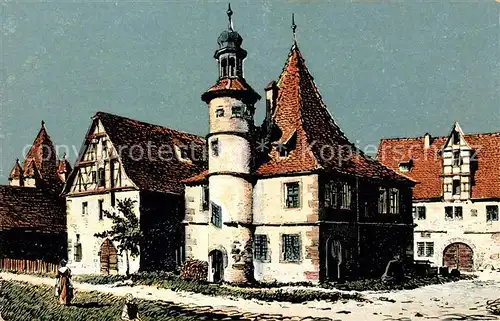 AK / Ansichtskarte Rothenburg Tauber Hegereiterhaus Kuenstlerkarte Mondnacht Kat. Rothenburg ob der Tauber