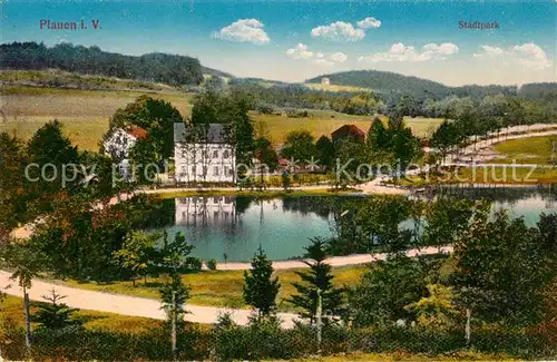 AK / Ansichtskarte Plauen Vogtland Stadtpark Teich Landschaftspanorama Kat. Plauen